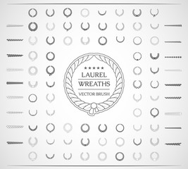 Design element wreath. Laurel wreath Icon Vector. Laurel wreath Icon JPG. Laurel wreath Icon Art. Laurel wreath Icon Image. Laurel wreath Icon AI. Laurel wreath Icon Drawing.Icon set. Vector  brush. © makalo86