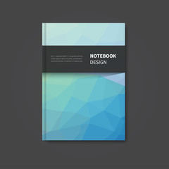 cover book design template / vector brochure notebook background, scrapbook, notes with polygon in blue