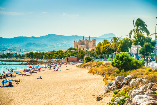 View of the beach of Palma de Mallorca