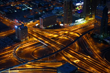 Fototapeta na wymiar Highways crossing in downtown Dubai,
