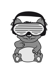 dj party music celebration headphones glasses funky deejay club dancing disco koala