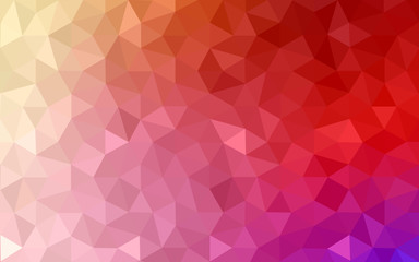 Multicolor dark red, yellow, orange polygonal design pattern, which consist of triangles and gradient in origami style.