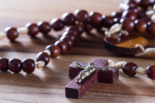 Rosary Beads On A Table