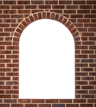 The Arch With Space For Text Frame In Brick Wall Background