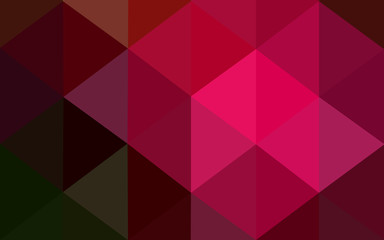 Multicolor dark red, green polygonal design pattern, which consist of triangles and gradient in origami style.
