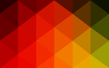 Multicolor dark red, green polygonal design pattern, which consist of triangles and gradient in origami style.