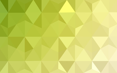 Multicolor green, yellow, orange polygonal design pattern, which consist of triangles and gradient in origami style.