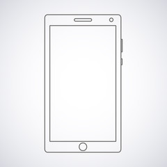 Phone outline. Phone outline icon. Clean mockup outline mobile phone. Phone outline template. Outline icon smartphone. Sketch a phone on a background. Linear template phone.