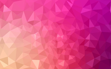 Multicolor pink, yellow polygonal design pattern, which consist of triangles and gradient in origami style.