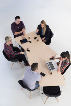 aerial view of business people group on meeting