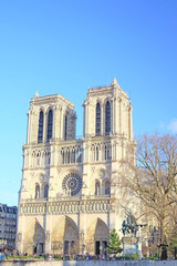 Naklejka na ściany i meble Paris, France, February 8, 2016: Notre Dame de Paris, one of the Paris simbols