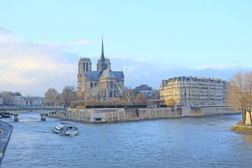 Paris, France, February 8, 2016: Notre Dame de Paris, one of the Paris simbols