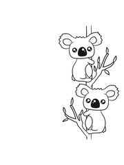 Fototapeta premium 2 sweet little cute koalas grapple buddies team couple of eucalyptus tree