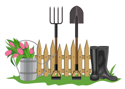 Vector illustration of garden composition