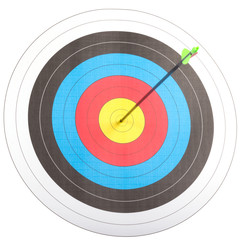 Arrow hit goal ring in archery target