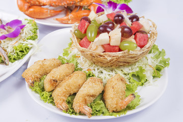 Deep fried Shrimp fruit salad