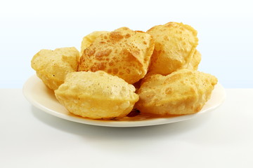 puri or Poori traditional indian homemade deep fried bread or chapati