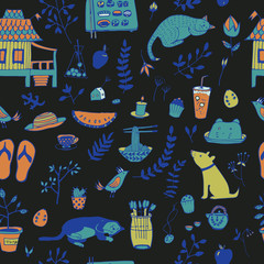Vector seamless pattern, doodling design.