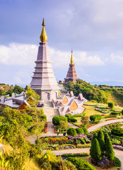 Naklejka premium Pagoda in Inthanon national park, Landmark unseen in Thailand