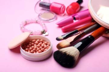 Set of decorative cosmetics, closeup