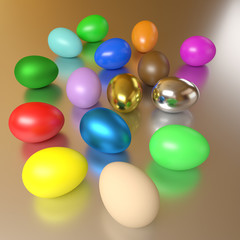 rendered colorful eggs