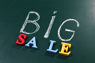 Big sale concept on a blackboard background