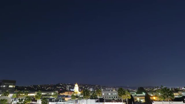 BEVERLY HILLS, CA - Circa February, 2016: A nighttime time lapse of the city of Beverly Hills.  	