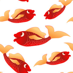 Seamless pattern red little fishes