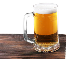 Glass of beer on white background
