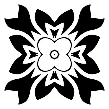Black floral motif. Isolated