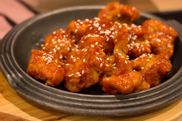 Spicy chicken on plate