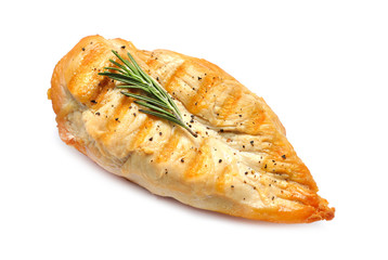 Grilled chicken breast isolated on white background