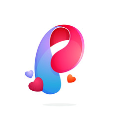 P letter with hearts.