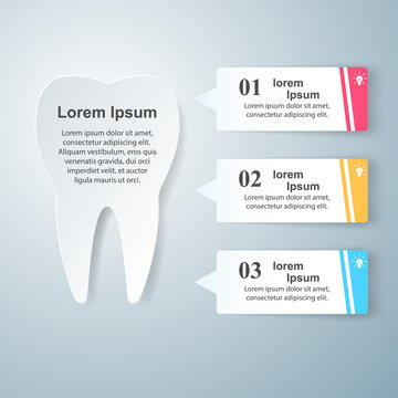 Medical Infographics origami style Vector illustration. Tooth icon.
