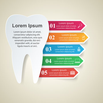 Medical Infographics origami style Vector illustration. Tooth icon.