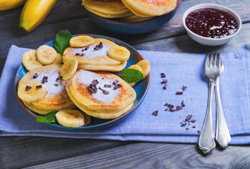 beautiful breakfast frieds banana fritter decorated additives