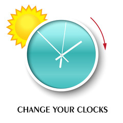 Change your clocks message for Daylight Saving Time. Vector illustration.