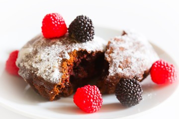 chocolate cupcake on white background