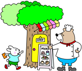 森のくまさんレストラン/
森にあるくまさんが開いているレストランは大人気。やさしいくまさんのおいしい料理と、穏やかな時間で癒されます。