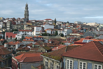 Old houses with red tiles. The most famous neighborhood in the city of Porto – Ribeira.