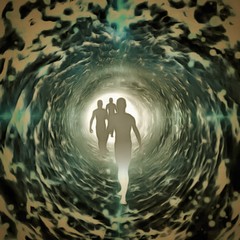 People in Tunnel of light