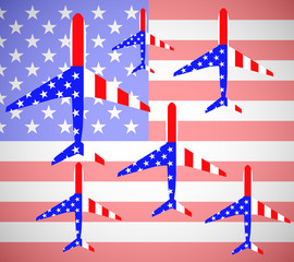 Flag USA in shape airplane