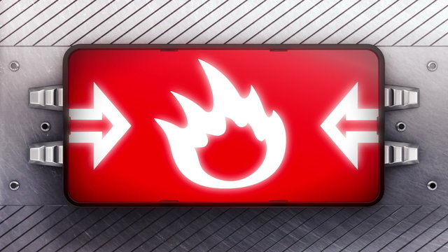 Flame icon on the signboard. Looping.