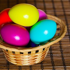 Easter eggs in basket