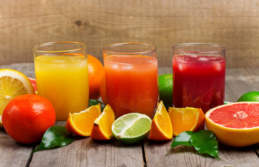 Fototapeta na wymiar Assortment of fresh juices