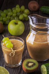 Homemade fruit and vegetable smoothie.