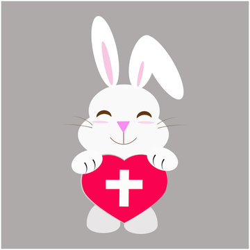 Veterinary heart emblem with rabbit