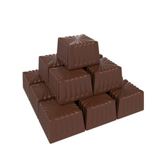 chocolate candies isolated on white background