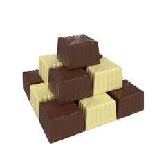 chocolate candies isolated on white background