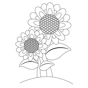Coloring Book Outlined Sunflower